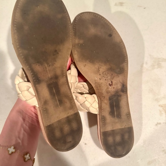 Dolce Vita Persey Embossed Braided Leather Open Toe Wedge Sandals Off White 9.5 - Picture 6 of 8